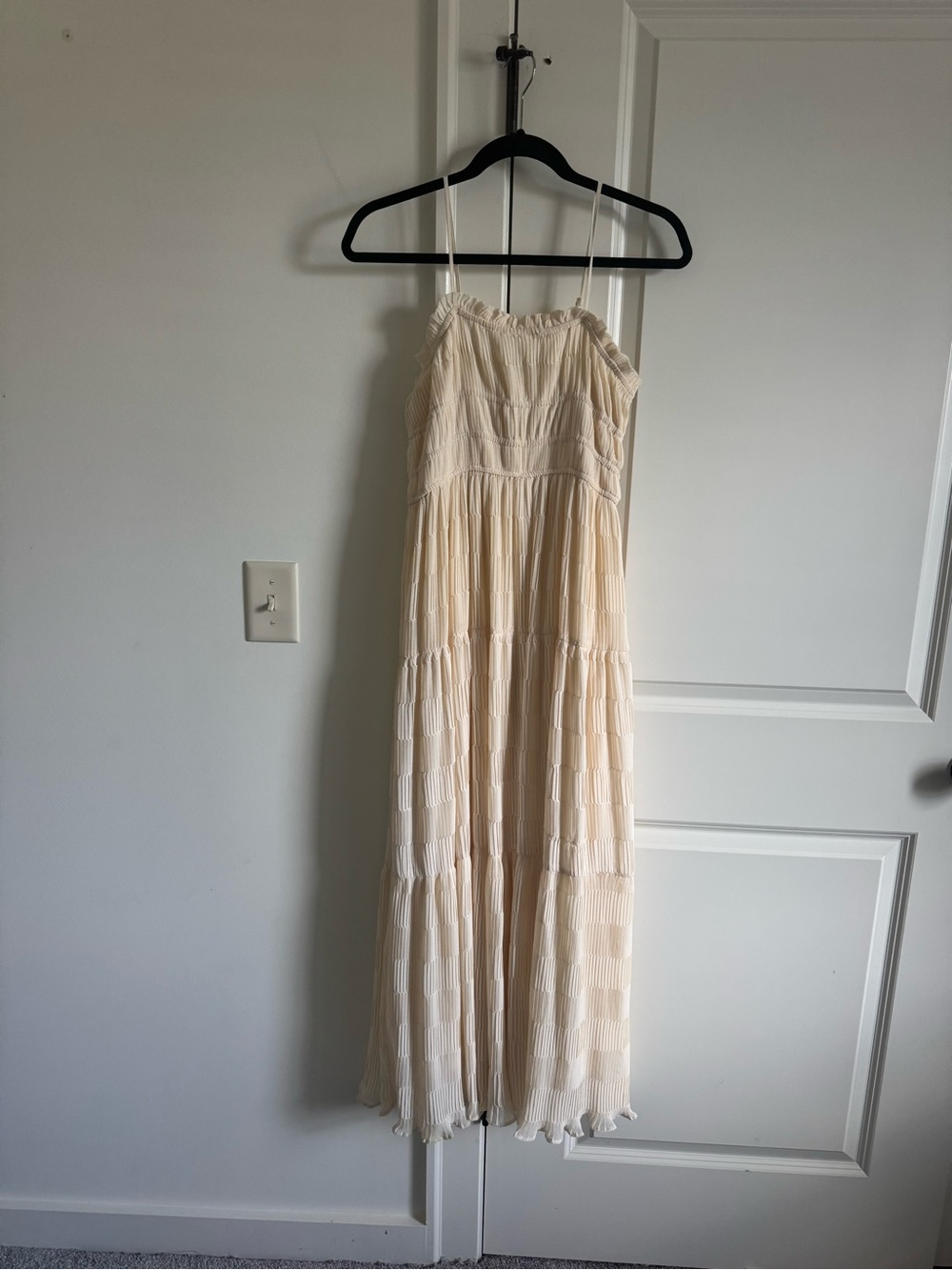 Women's Cream Tiered Maxi Dress with Spaghetti Straps